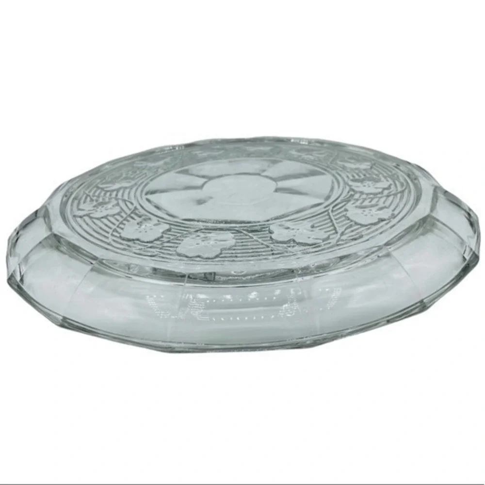 Vintage Glass Serving Plate - Poppy Flower | Large 12 x 12 | Home Dining